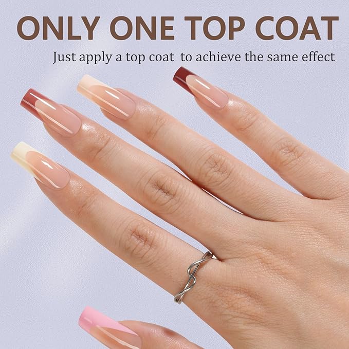 Misssix French Gel Nail Tips, 150Pcs French Tip Press on Nails Long Square, No Need to File Tips Pre-lasting, Fake Nails for Nail Art DIY 15 Sizes