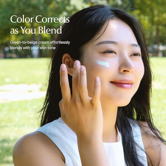 Meebak Cica Redness Correcting Sunscreen SPF 50 | Color-Correcting Moisturizer & Tone-Perfecting Primer with Niacinamide & Centella Asiatica | For Fair-to-Medium Skin Tones | Korean Skin Care