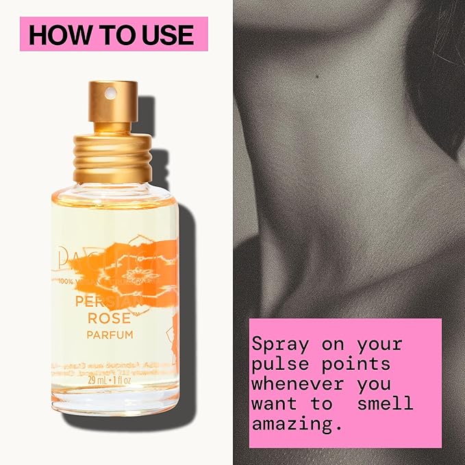 Pacifica Beauty, Persian Rose Clean Fragrance Spray Perfume, Made with Natural & Essential Oils, Fresh Rose Scent, Vegan + Cruelty Free, Phthalate-Free, Paraben-Free, Gifts for Her, 29 ml. 1 fl. oz