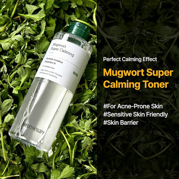 Mugwort Super Calming Toner - Korean Hydrating Toner for face, Purifying Mugwort Essence, Soothing, Calming, Refreshing Facial Toner for Oily, Dry, and Sensitive Skin, Daily Skin Care, 8.45 fl.oz