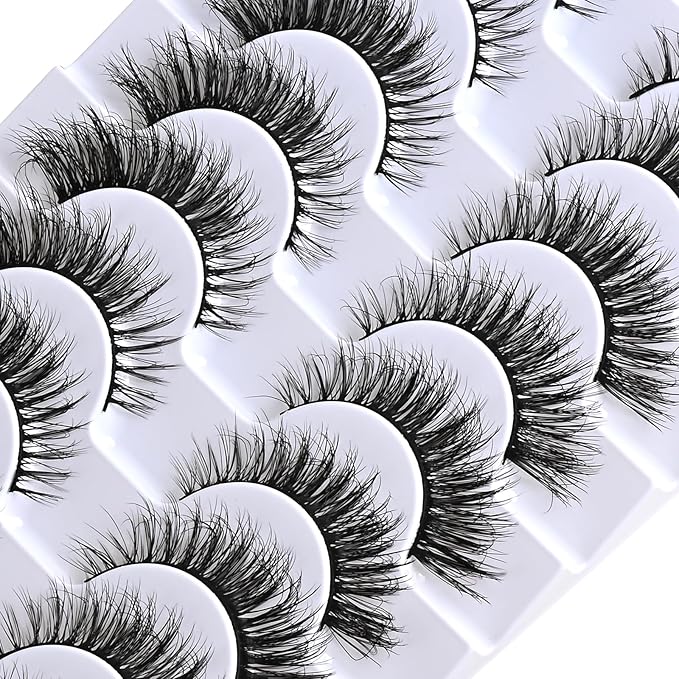 FARRED Natural Lashes Short False Eyelashes Wispy Mink Eye Lash Fluffy Wispies Eyelash Natural Look 10 Pairs Fake Lashes Pack Volume Lash Strips Pestañas