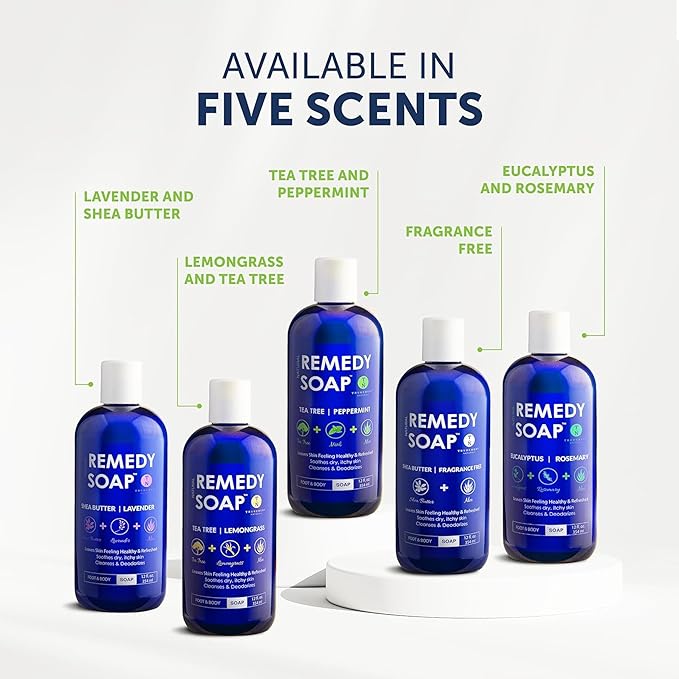 Truremedy Naturals Tea Tree Oil & Lemongrass Body Wash – 12 oz Natural Antifungal Shower Gel for Skin Irritations – Organic Oils, No Sulfates – Refreshing, Moisturizing Soap for Men & Women