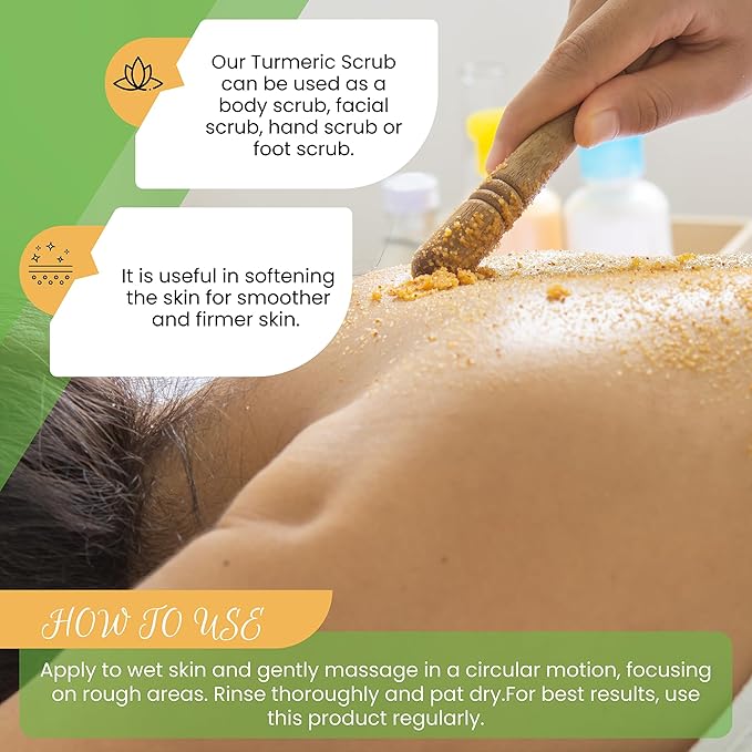 AMVital Turmeric Body Scrub - Handmade Natural Scrub For Body, Face, Hand, and Foot - Natural Skincare Body Scrub For Women - Suitable for All Skin Types (7.8oz)