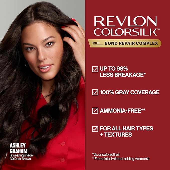 Revlon ColorSilk with Bond Repair Complex, Blonde Permanent Hair Color, 100% Gray Coverage, Ammonia Free Hair Dye, Vegan Keratin, 82B Silver Blonde (Pack of 3)