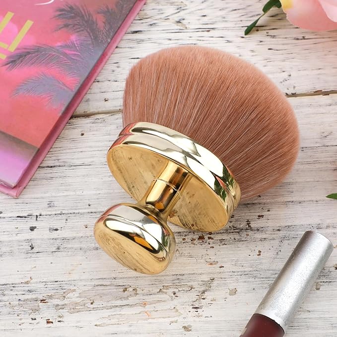 Large Self Tanning Brush, Oval Body Makeup Tan Brush with Wide Brush Head Self Tanner Brush Applicator Sunscreen Brush for Makeup Legs Arms Face Body (Gold)