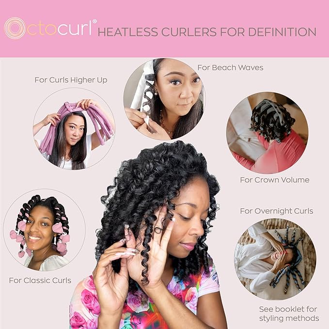 Octocurl Heatless Hair Curler - No Headband Octopus Curler - Overnight Curls for Medium Length Hair (Satin - Jade)