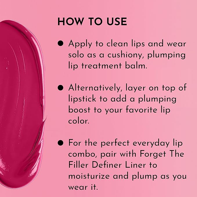 LAWLESS Forget the Filler Lip Plumping Line Smoothing Tinted Balm, Juicy Watermelon, Pink, 0.1 Ounce / 2.9 ml