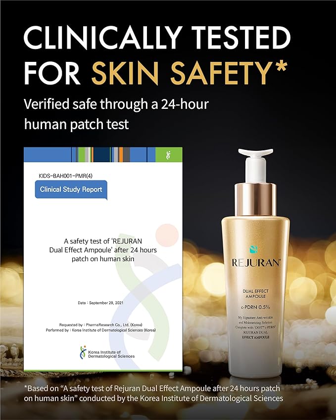 REJURAN® Dual Effect Ampoule, DOT DUAL c-PDRN® - Salmon DNA Face Serum for Deep Rejuvenation, Wrinkle Care, Firming, Skin Elasticity with Visible Anti-Aging Results. Korean Skincare (1.01 fl oz)