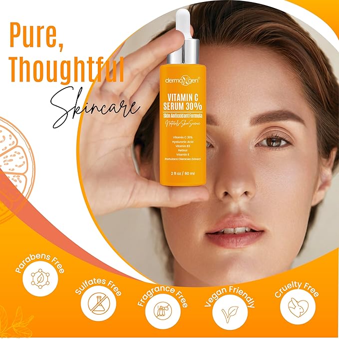 30% Organic Vitamin C Serum for Face – Natural Anti-Wrinkle Serum with Hyaluronic Acid & Vitamin E – Anti-Aging Moisturizer for Fine Lines, Dark Spots & Skin Rejuvenation – 2 Fl oz