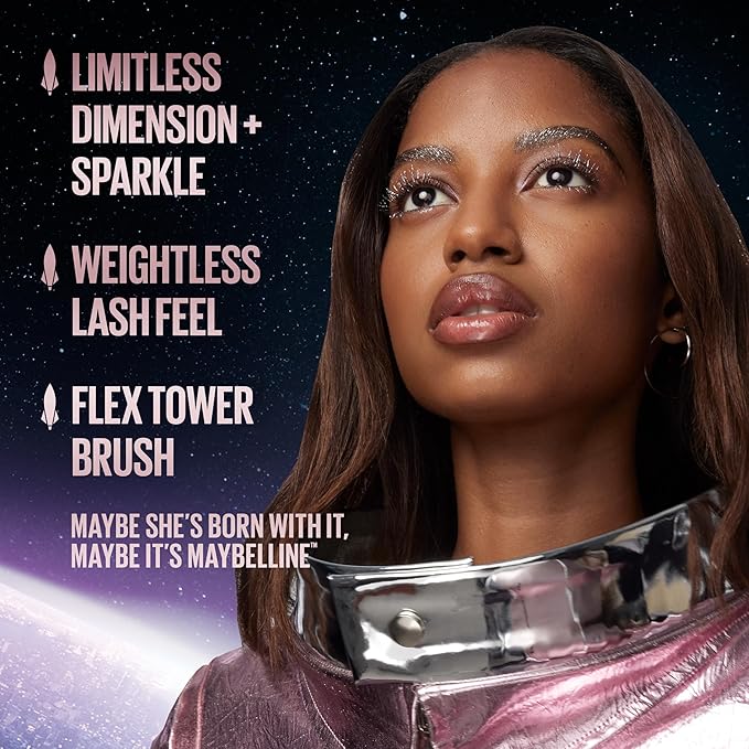 Maybelline Lash Sensational Sky High Glitter Mascara, Diamond Effect Eye Makeup for Lashes and Brows, Washable, Space Diamond, 1 Count