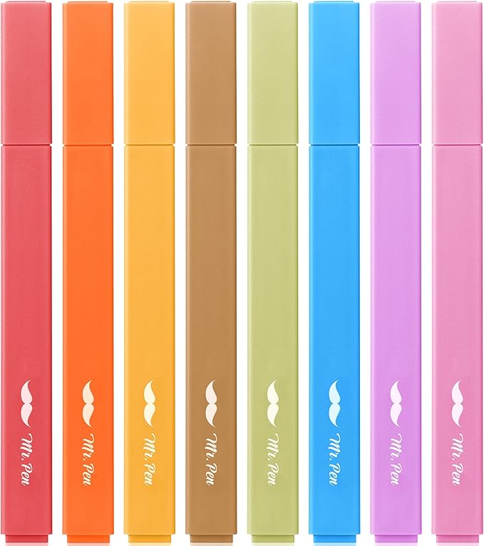 Mr. Pen Aesthetic Highlighters - 8 pcs, Chisel Tip, Warm Colors, Cute Assorted Bible Highlighters - No Bleed
