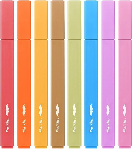 Mr. Pen Aesthetic Highlighters - 8 pcs, Chisel Tip, Warm Colors, Cute Assorted Bible Highlighters - No Bleed