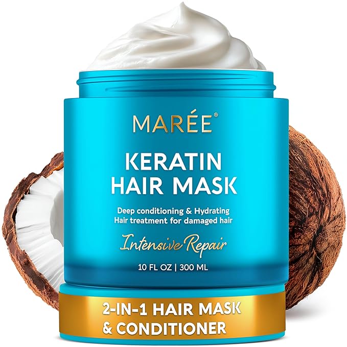 MAREE Deep Conditioning Hair Mask for Damaged Hair Treatment - Keratin Hair Care for Hydrating Growth Repair Moisturizing - Dry Curly Color Refreshing - Tratamiento Mascarilla Para el Cabello Seco