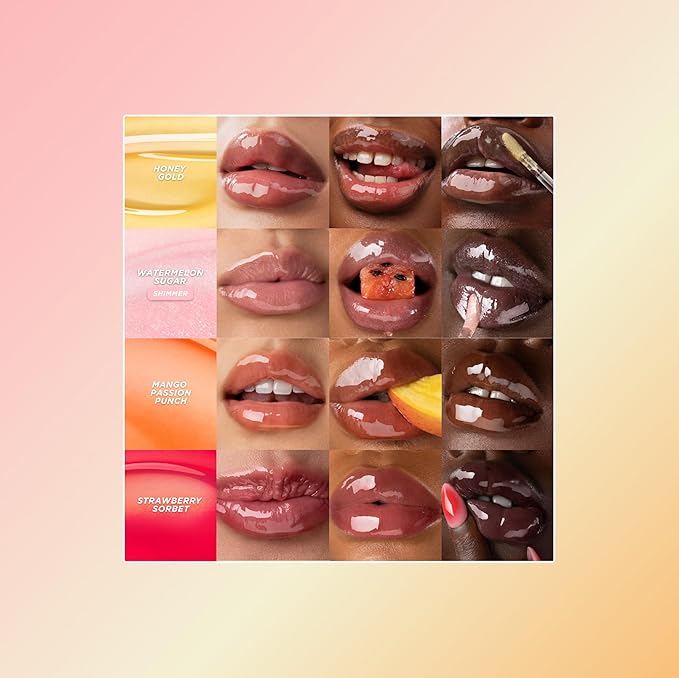 Gisou Honey Infused Hydrating Lip Oil, Nourishing Lip Moisturizer for Dry Lips, High Shine, Smooth Finish, Clear Pink Shimmer Shade, Fresh Watermelon Scent, Watermelon Sugar, 8ml