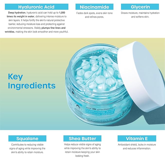 masque BAR My Ingredients Hydrating Capsule Cream Face Moisturizer, Hyaluronic acid based moisturizer, Boba face cream with Niacinamide, Korean skin care 50ml