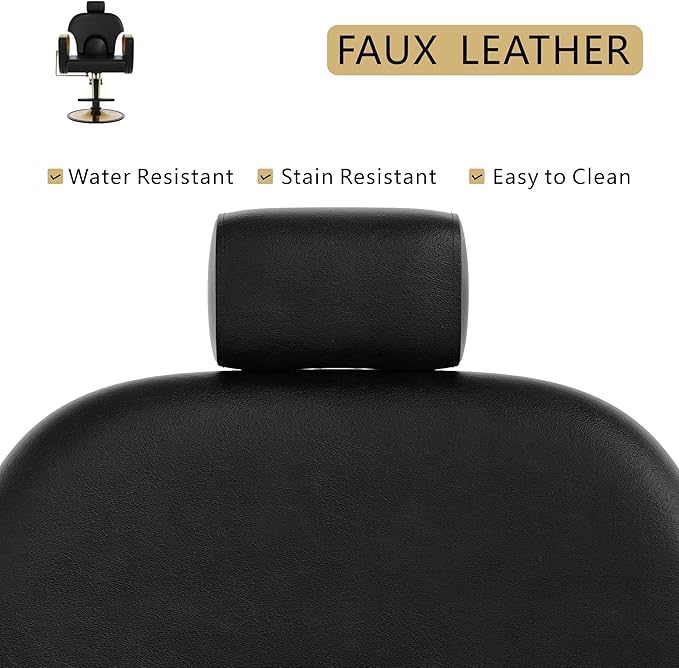 Barber Chair, Reclining Hair Salon Chair, 360 Degrees Swivel Styling Chair, Height Adjustable Hydraulic Shampoo Chairs, Spa Equipment (Black)