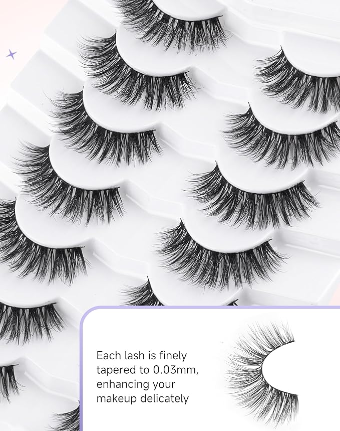 Cat Eye Lashes Volume Fluffy Mink Eyelashes Natural Wispy False Eyelashes 7 Pairs Date-289