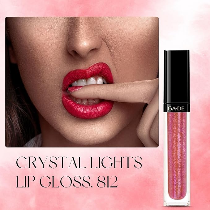 GA-DE Crystal Lights Lip Gloss, 812 - Enriched with Light-Reflecting Crystal Pearls - Smooth Silky, Rich Color - Moisturizes and Adds Shine - 0.2 oz