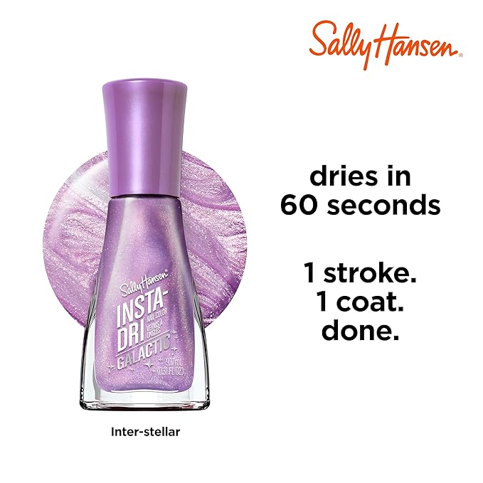 Sally Hansen Insta-Dri® Galactic, Inter-stellar, Quick Dry, Long Lasting, Streak-Free Shine, Metallic Purple Nail Polish