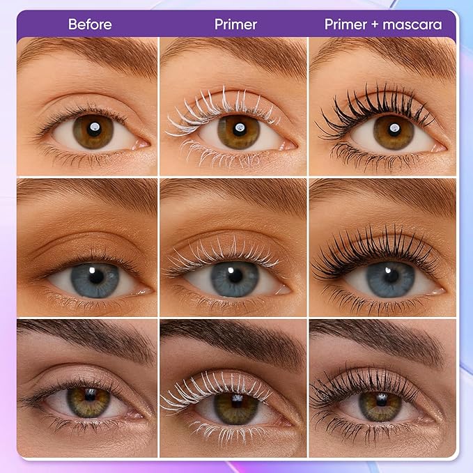Tubing Mascara & Primer - Waterproof Long - Lasting Lash Extension Primer & Volumizing Mascara for Lash Growth & Curl - Smudge-Proof, Clump-Free, Easy Removal - Ideal for Sensitive Eyes