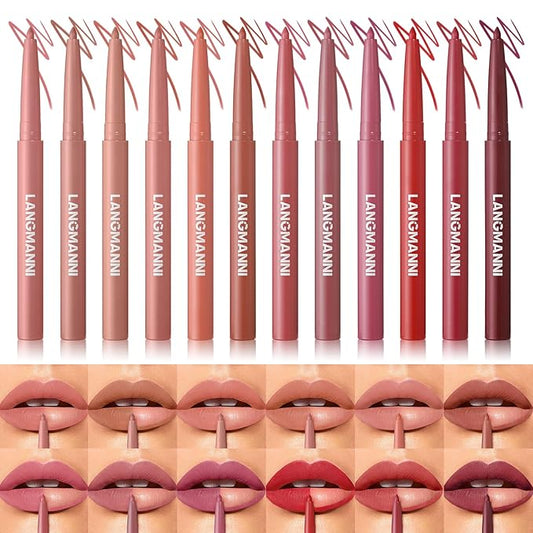 Jolilab Matte Lip Liner Set, Lip Makeup Set Natural Smooth Long-Lasting And Hydrating Beauty Daily Cosmetics Gift for Girls Easy-to-Use(12pcs