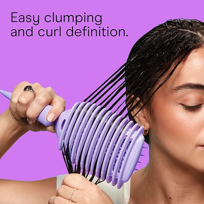 Conair Curl Define Pro Detangler Brush for Curly Hair, Dual-Vent Design with Continuous Grooves, Mixed Bristles for Frizz-Free Detangling, Smoothing, and Curl Definition
