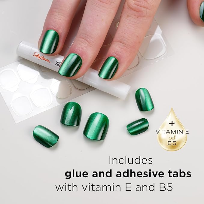 Sally Hansen Salon Effects Perfect Press-On Nails | Almond Shape | Easy to Apply, Non-Damaging | 30 Nails, Nail Glue, Adhesive Tabs, File | ASAP Apple