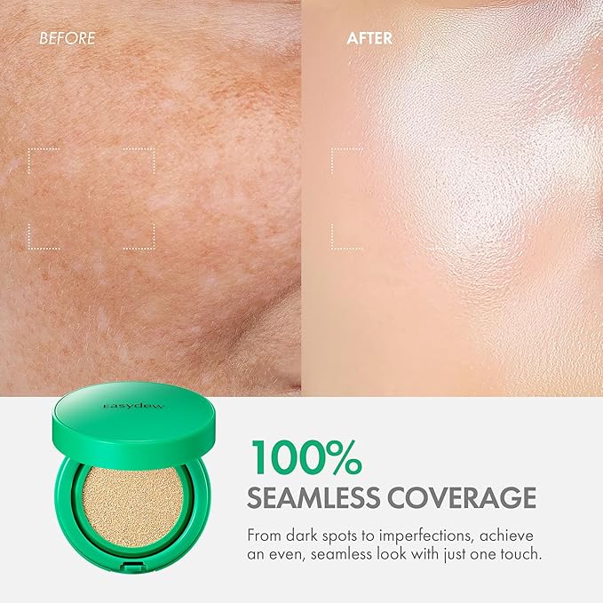 Easydew Mela B Toning Ampoule Cushion Refill - 2-in-1 Korean Skin Care & Face Beauty Makeup - Age-Defying Full Coverage Cushion Foundation with Niacinamide & Hyaluron-Vital C 0.45 oz (#23 Natural)