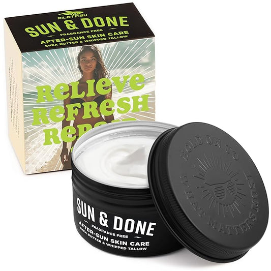 Sun & Done Whipped Beef Tallow for Skin - After Sun Care with 7 Simple Ingredients Including Shea Butter & Coconut | Sun Burn Cream, After Tanning Lotion, After Sun Lotion, Gel, Moisturizer