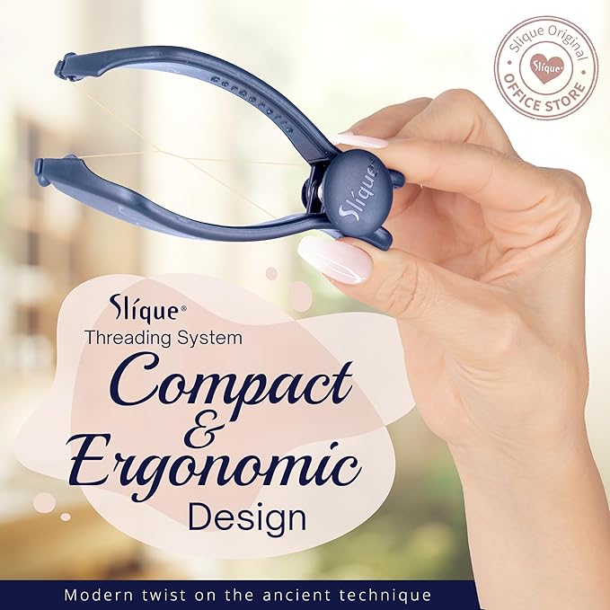 Original Slique Hair Removal Threading Epilator – Facial Hair Remover for Women – Includes 5 Replacement Threads – Easy to Use for Eyebrows, Upper Lip, Cheeks & More – Compact & Travel-Friendly
