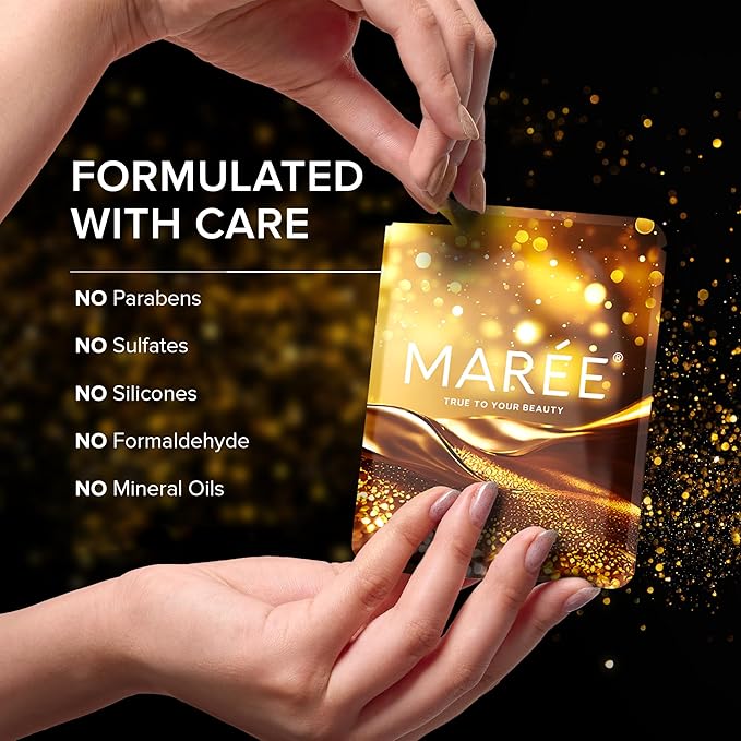 MAREE 24k Gold Under Eye Gels for Dark Circles and Puffiness - Collagen & Hyaluronic Acid Skincare Gel Pads - Gold Eye Patches for Puffy Eyes and Dark Circles - Under Eye Masks - Travel Essentials