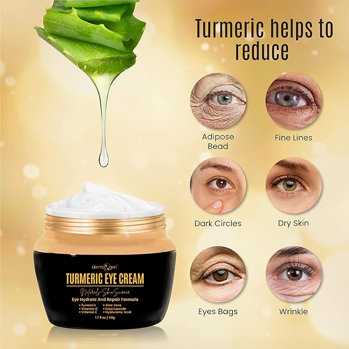 Vitamin C + Turmeric Eye Cream for Dark Circles & Puffiness - Hydrating & Moisturizing Under Eye Cream for Fine Lines & Bags - Reduce Dark Spots and Wrinkles for a Fresh Look - 1.7 FL OZ