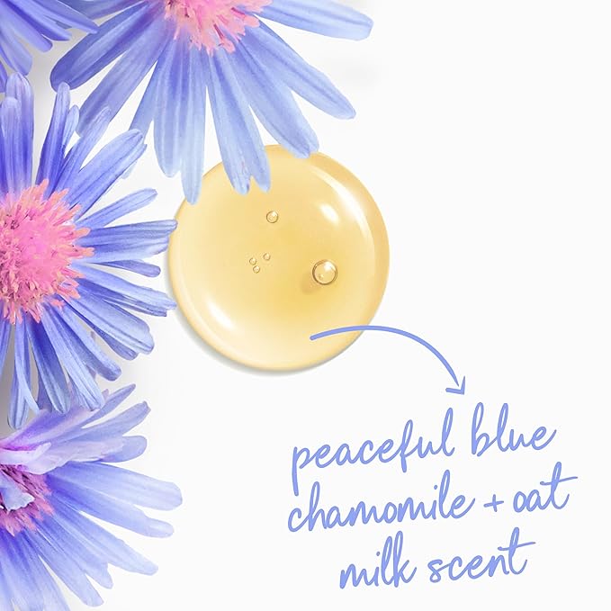 Dove Body Wash with Pump 3 Count Anti-Stress Blue Chamomile & Oat Milk, for 24hr Lotion-Soft Skin Moisturizing Skin Cleanser with No Sulfates No Parabens