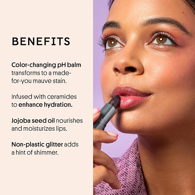 Winky Lux Glimmer Balm, pH Lip Balm, Color Changing Lipstick and Tinted, Vegan & Cruelty Free Lip Balm, Hydrate & Plump, Purple Mauve Lipstick, Aurora