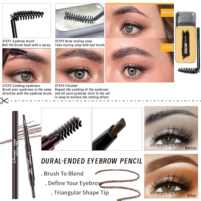 Makeup Kit Set for Women, Makeup Present for Women Teen Girl, Eyeshadow Foundation CC Cream Face Primer, Makeup Brush Sponge, Lipstick, Eyebrow Soap Pencil Mascara Eyeliner Cosmetic bag