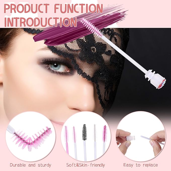 20 Pieces Eyelashes Brush Container Disposable Mascara Bruush Wand Case Lash Spoolies Tube Spoolie Holder Makeup Brush for Eyelash Extension Mix