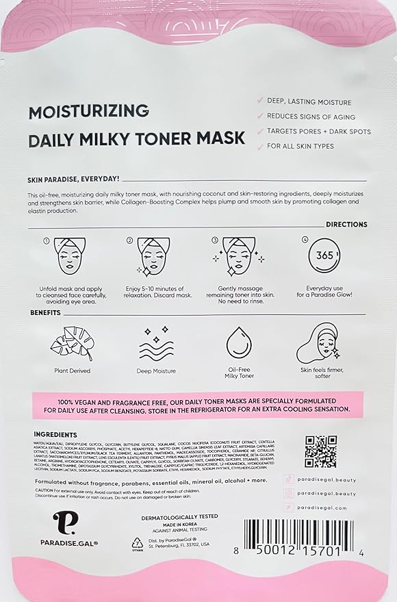 Moisturizing Face Masks (10-Pack) Korean Skincare Infused with Collagen, Coconut, Acetyl Hexapeptide-8, Niacinamide & Ceramide - Hydrating Solution for Dry Skin