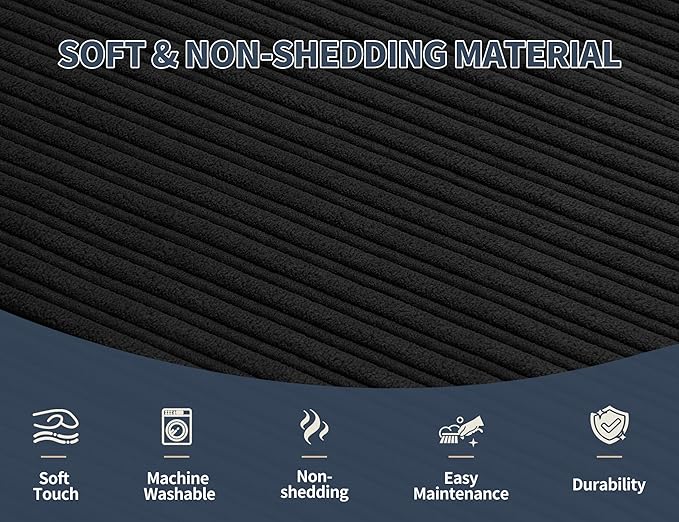 Pouf Ottoman Foot Stools Ottoman with Foam Small Corduroy Ottomans for Living Room Ottomans Pouf 20x15 Floor Poufs Foot Rest for Office Chair Black Foot Stool Small