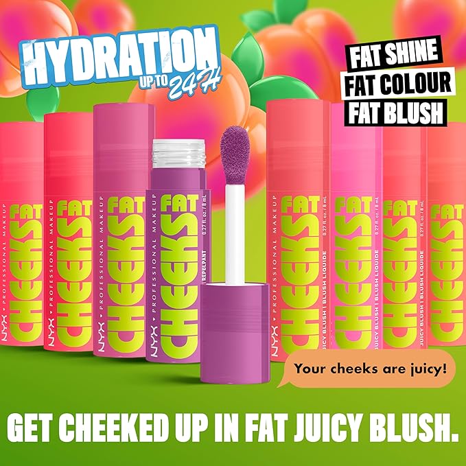 NYX PROFESSIONAL MAKEUP Fat Cheeks Liquid Blush, Buildable, Dewy Blush with Long-Lasting 12HR Wear - Plum Pop (Soft Mauve)