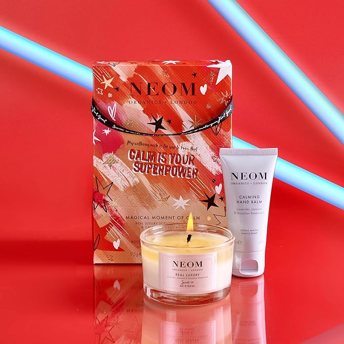 Neom- Magical Moment of Calm Gift Set | Real Luxury Travel Candle & Calming Hand Balm, 30ml | Scent to De Stress | Christmas Gift