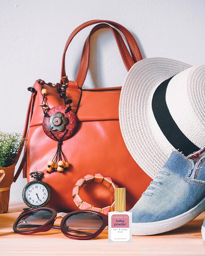 Baby Powder Natural Hair & Body Mist Spray, Twin Pack, Pure Essential and Fragrance Oils, Alcohol-Free, Handmade in California (2 x 0.5Fl Oz)