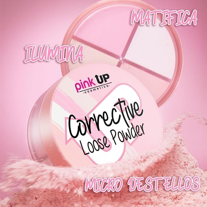 Pink Up | Corrective Loose Powder for Face | Mattifies and brightens without drying | Evens skin tone for all complexions | Baking Powder | Setting Powder | Cold | 8g | Model PKPT303