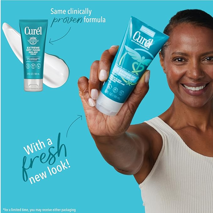 Curel Extreme Dry Hand Relief, Dermatologist Recommended, Long-Lasting Cream For Dry Hands, Paraben Free, Fragrance-Free Hand Lotion, 3 Oz, Pack of 3