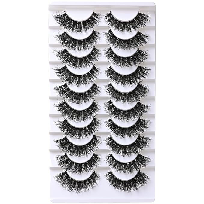 FARRED Mink Lashes False Eyelashes Cat Eye Lashes Wispy Mink Eye Lash Fluffy Eyelash Natural Look 10 Pairs Fake Lashes Pack Volume Lash Strips Pestañas (Z09|10-15MM)