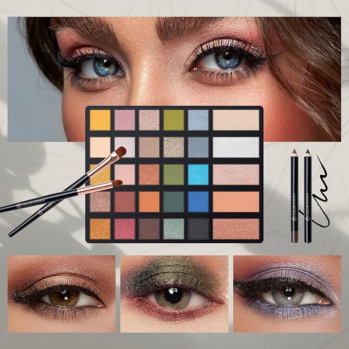 Makeup Kit for Women,All in One Makeup Gift Set for Girls in Cosmetic Train Case (White) With Mirror,Full Starter Cosmetic Kit Includes Eyeshadow Palette,Lipgloss,Blushes