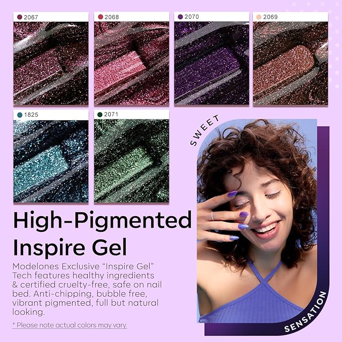 modelones Chameleon Gel Nail Polish Set - 6 Colors Fall Winter Aurora Gel Polish Kit Blue Green Purple Red Brown Glitter Gel Polish Soak Off LED Nail Lamp Gel Nail Kit Home Gift DIY Salon for Women