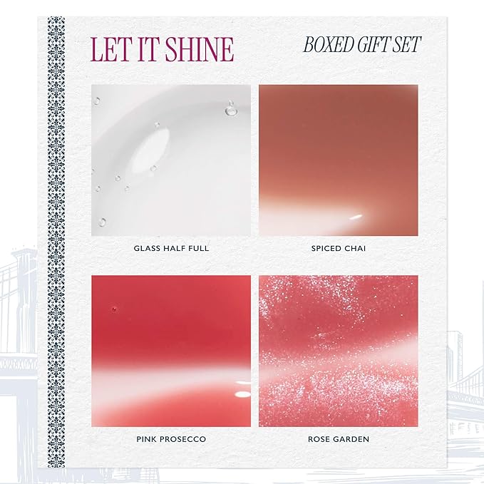 LAURA GELLER NEW YORK Let It Shine Boxed Gift Set | Includes 4 Fine Shine Glossy Lip Oils in Exclusive New Shades | Hydrating Lip Treatment with Peptides