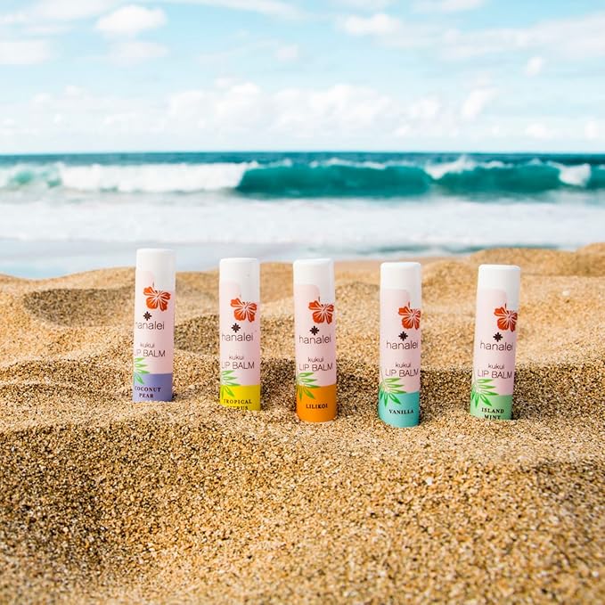 Hanalei Mint Lip Balm and Moisturizer - Natural Kukui Oil, Beeswax Lip Moisturizer - Hydrates, Soothes Dry, Chapped Lips - Made in USA - Island Mint Flavor
