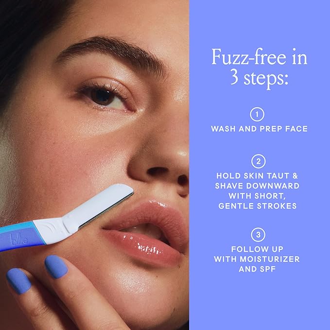 Billie - Dermaplane Starter Kit - Reusable Handle + 3 Refill Blades - Remove Facial Hair + Perfectly Shape Brows - Dermatologist-Approved - WaterPark