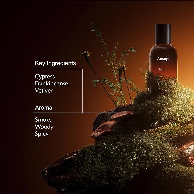 Aesop Hwyl Eau de Parfum | Smoky, Woody, and Vetiver Scent | Subtle Spice and Rich Earthy Aroma | Unisex | 3.3 oz